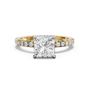 Image for Princess Dual Halo Ring with French Pave band