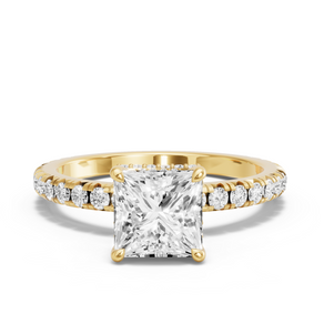 Image for Princess Dual Halo Ring with French Pave band