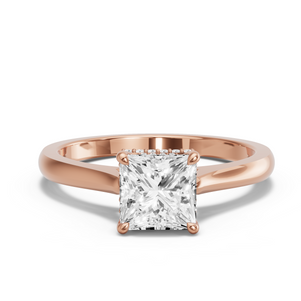 Image for Princess Dual Halo Ring with Knife Edge Cathedral band