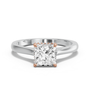 Image for Princess Dual Halo Ring with Knife Edge Cathedral band