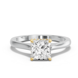 Image for Princess Dual Halo Ring with Knife Edge Cathedral band