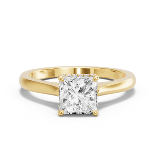 Image for Princess Dual Halo Ring with Knife Edge Cathedral band