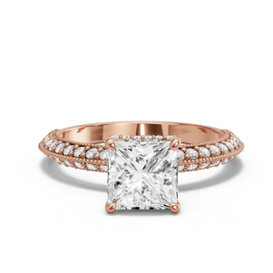 Image for Princess Dual Halo Ring with Knife Edge Pave band