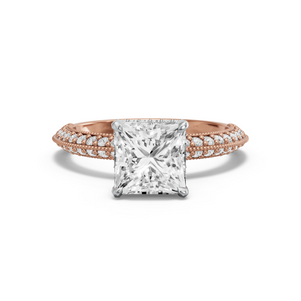 Image for Princess Dual Halo Ring with Knife Edge Pave band