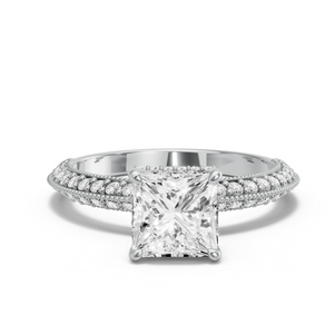 Image for Princess Dual Halo Ring with Knife Edge Pave band