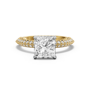Image for Princess Dual Halo Ring with Knife Edge Pave band