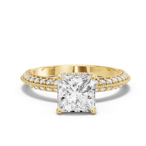 Image for Princess Dual Halo Ring with Knife Edge Pave band