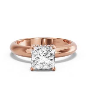Image for Princess Dual Halo Ring with Knife Edge Solitaire band