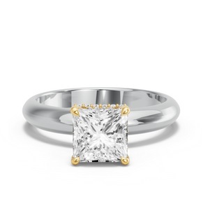 Image for Princess Dual Halo Ring with Knife Edge Solitaire band