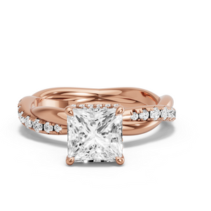 Image for Princess Dual Halo Ring with Rope Pave band