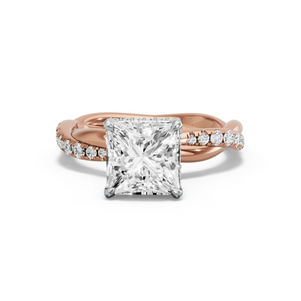 Image for Princess Dual Halo Ring with Rope Pave band