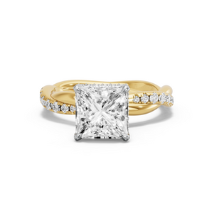 Image for Princess Dual Halo Ring with Rope Pave band