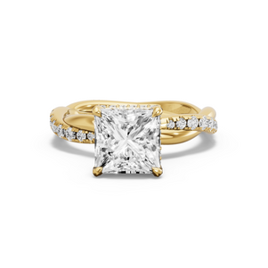Image for Princess Dual Halo Ring with Rope Pave band in 18K Yellow Gold
