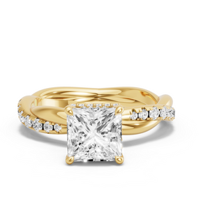 Image for Princess Dual Halo Ring with Rope Pave band