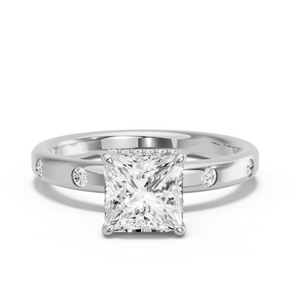 Image for Princess Dual Halo Ring with Sleek Accent band