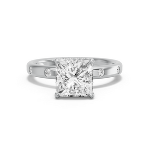 Image for Princess Dual Halo Ring with Sleek Accent band in 14K Two Tone Rose Gold