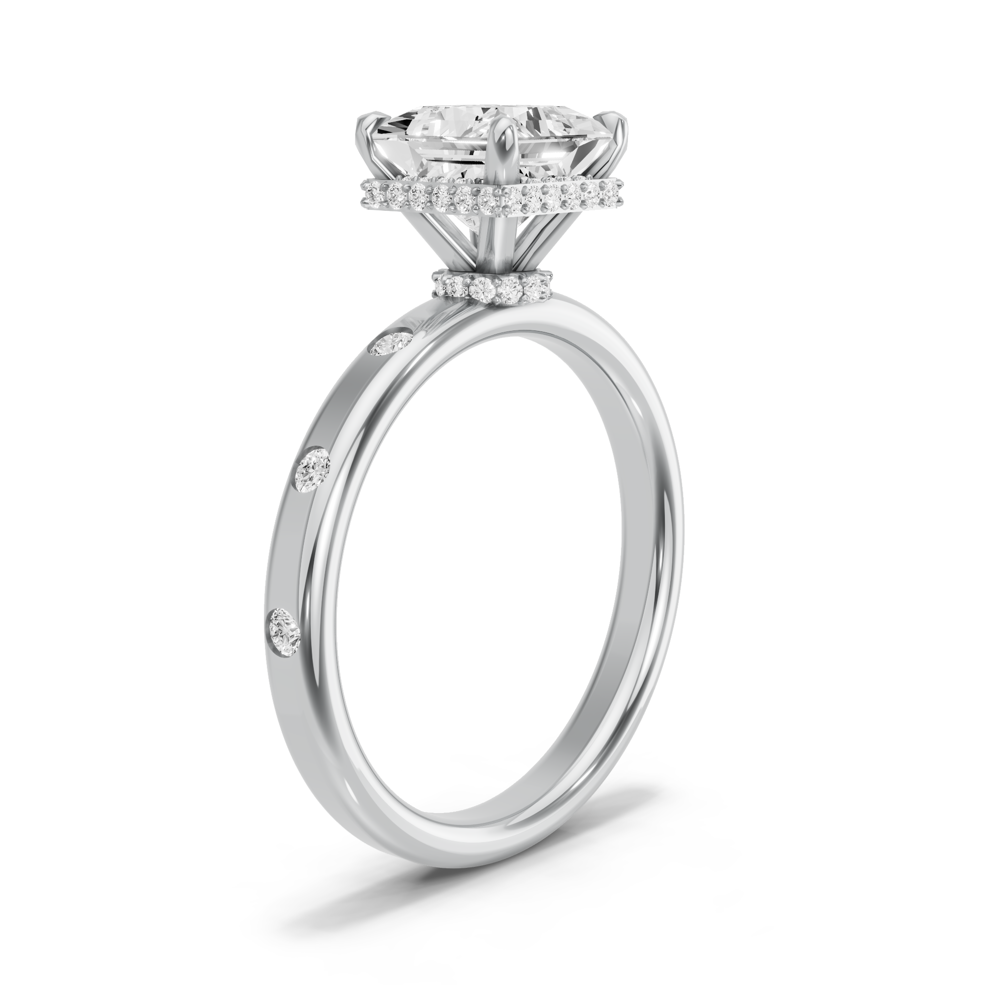 Image for Princess Dual Halo Ring with Sleek Accent band in 10K Two Tone Rose Gold