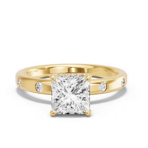 Image for Princess Dual Halo Ring with Sleek Accent band