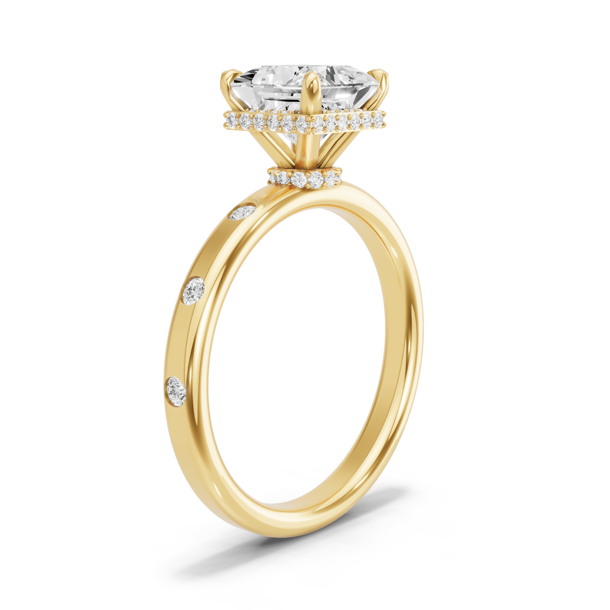 Image for Princess Dual Halo Ring with Sleek Accent band in 10K White Gold