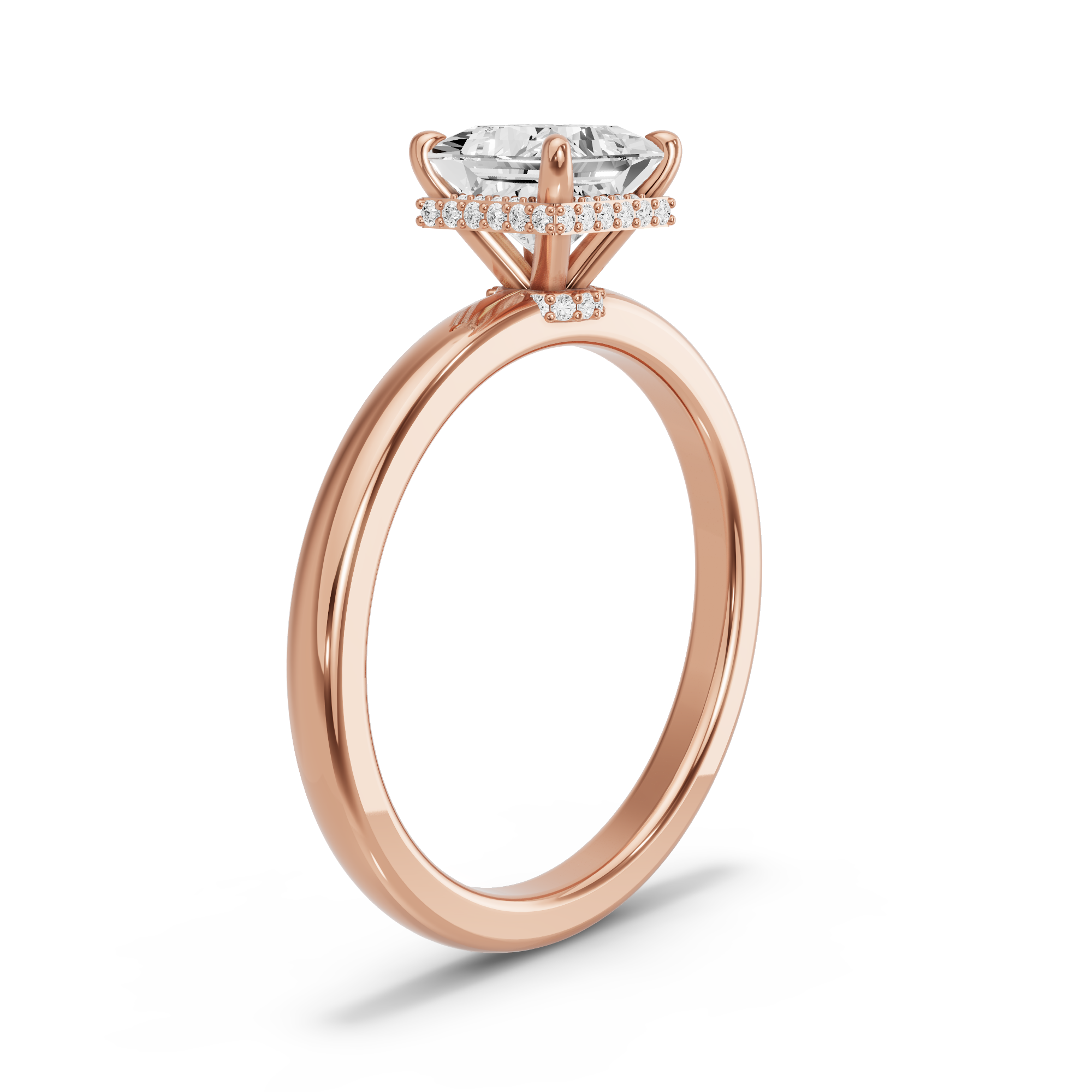 Image for Princess Dual Halo Ring with Solitaire band in 10K Yellow Gold