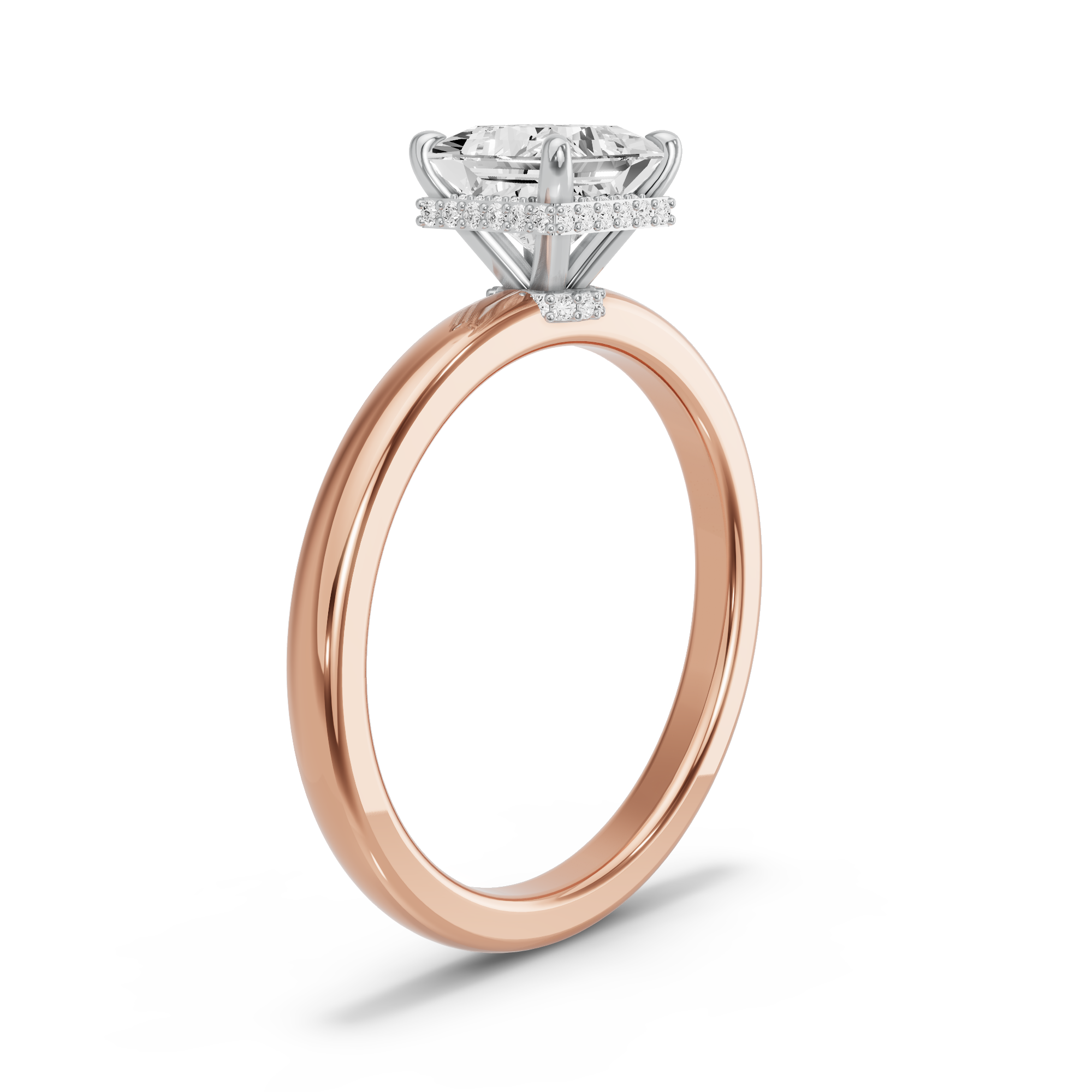 Image for Princess Dual Halo Ring with Solitaire band in 10K Two Tone Yellow Gold
