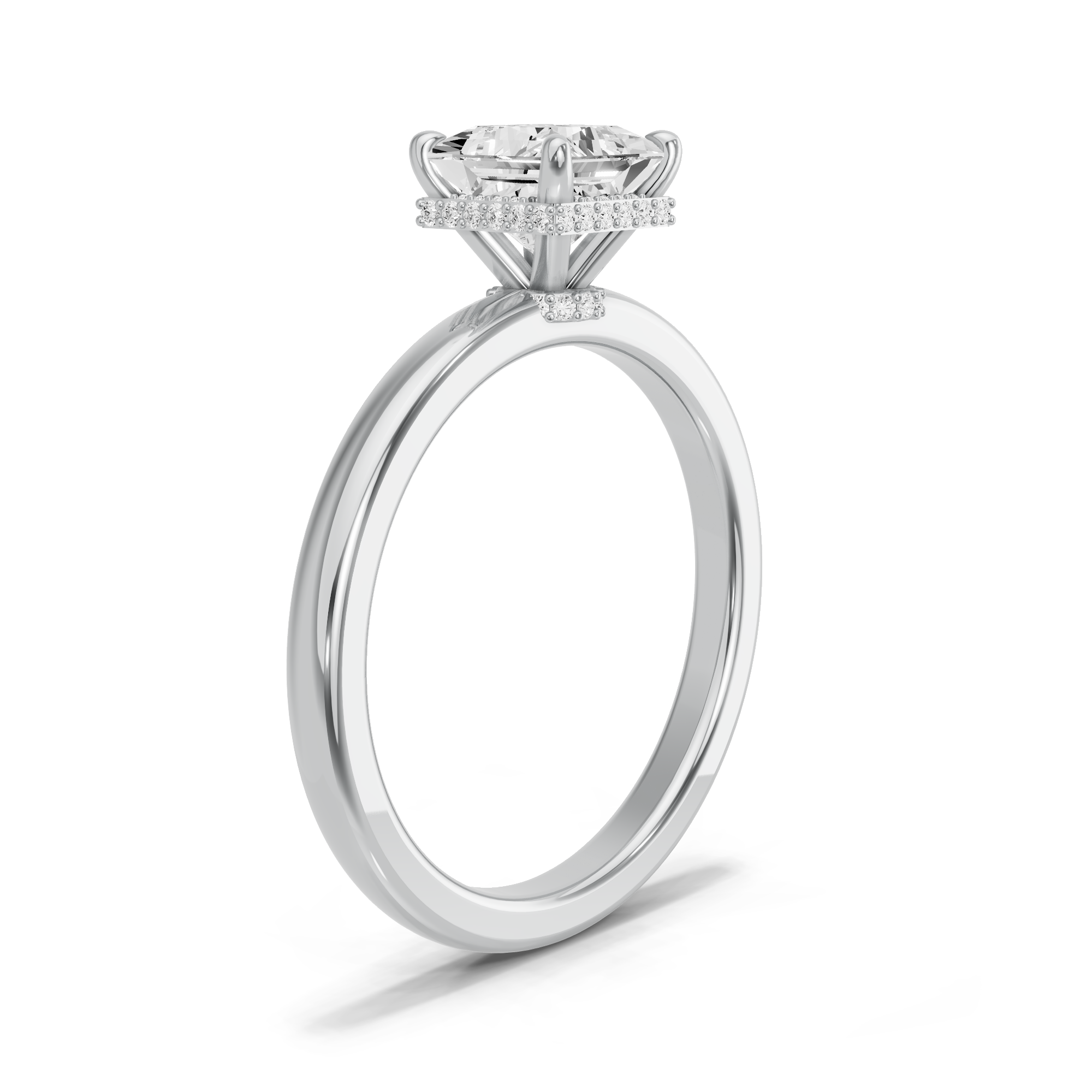 Image for Princess Dual Halo Ring with Sleek Accent band in 950 Platinum