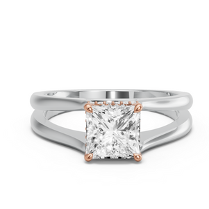 Image for Princess Dual Halo Ring with Split Ring Solitaire band