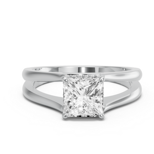 Image for Princess Dual Halo Ring with Split Ring Solitaire band