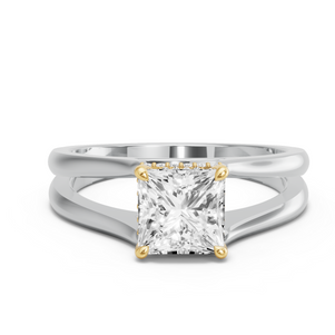 Image for Princess Dual Halo Ring with Split Ring Solitaire band