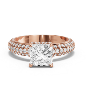 Image for Princess Dual Halo Ring with Triple Row Pave band