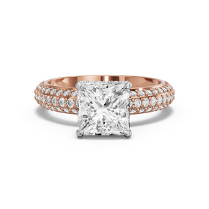 Image for Princess Dual Halo Ring with Triple Row Pave band