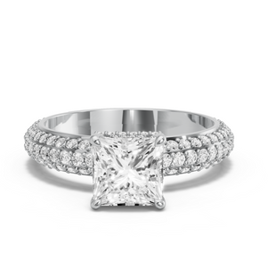 Image for Princess Dual Halo Ring with Triple Row Pave band