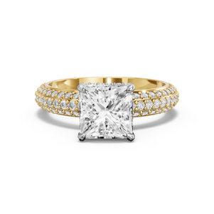 Image for Princess Dual Halo Ring with Triple Row Pave band