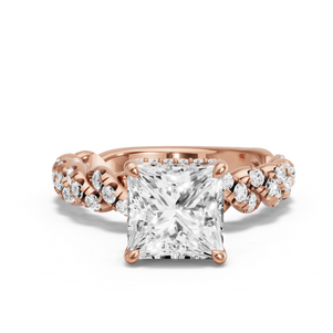 Image for Princess Dual Halo Ring with Twist Pave band