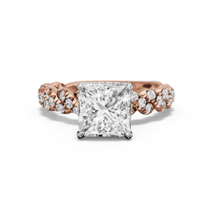 Image for Princess Dual Halo Ring with Twist Pave band