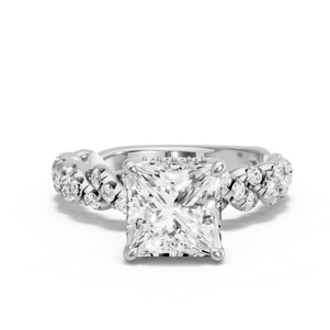 Image for Princess Dual Halo Ring with Twist Pave band