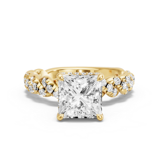 Image for Princess Dual Halo Ring with Twist Pave band