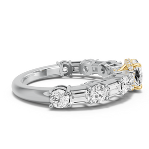Image for Square Cushion Dual Halo Ring with Alternating Baguette band