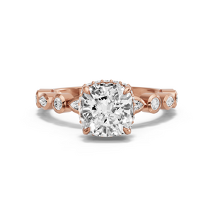 Image for Square Cushion Dual Halo Ring with Alternating Marquise band