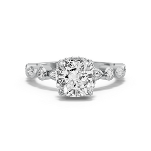 Image for Cushion Dual Halo Ring with Alternating Marquise band