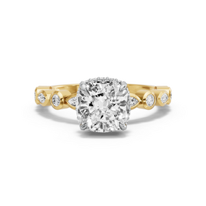 Image for Cushion Dual Halo Ring with Alternating Marquise band