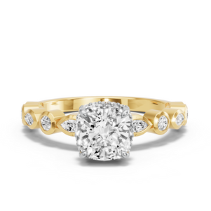 Image for Square Cushion Dual Halo Ring with Alternating Marquise band