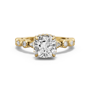 Image for Square Cushion Dual Halo Ring with Alternating Marquise band