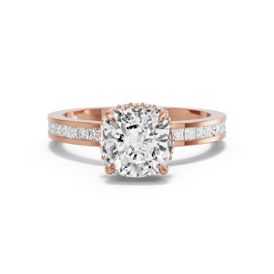 Image for Square Cushion Dual Halo Ring with Channel band