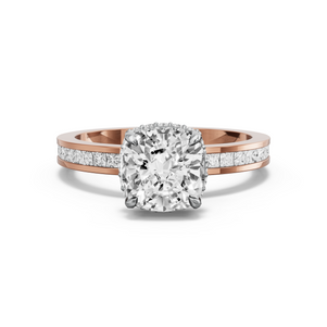 Image for Square Cushion Dual Halo Ring with Channel band
