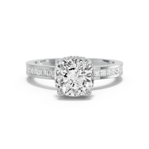 Image for Square Cushion Dual Halo Ring with Channel band