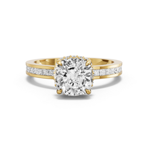Image for Square Cushion Dual Halo Ring with Channel band