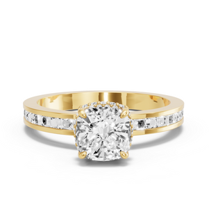 Image for Cushion Dual Halo Ring with Channel band