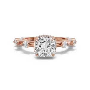 Image for Square Cushion Dual Halo Ring with Floating Station band