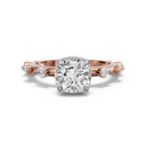 Image for Square Cushion Dual Halo Ring with Floating Station band